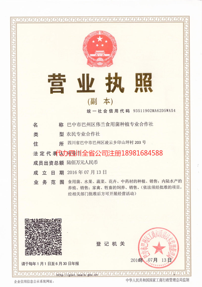 密山密山伟兰食用菌种植专业合作社